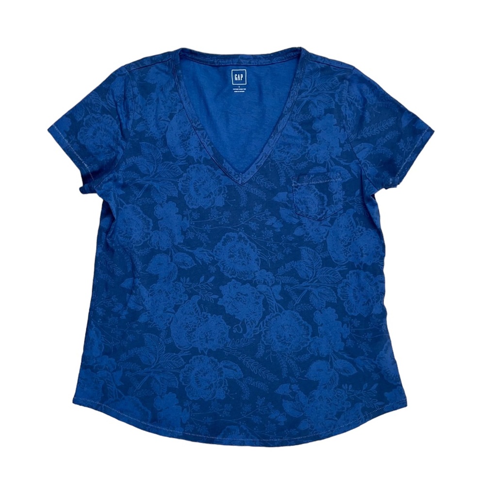 Like New GAP Floral Vintage Wash Tee Large Blue